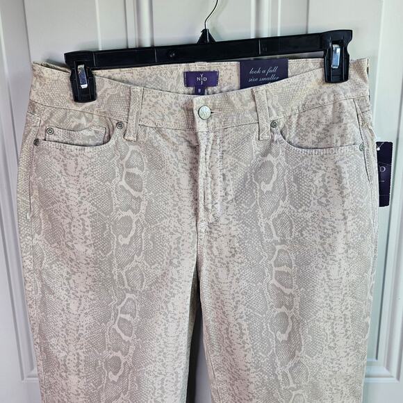 New NYDJ Ankle Original Slimming Fit Stone Snake Print Pant Jeans Size 8 $120 - Picture 11 of 14
